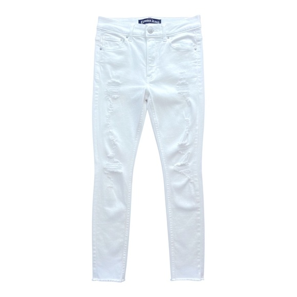 015 Express High Rise White Distressed Skinny Jeans 4R Women’s - Picture 4 of 4